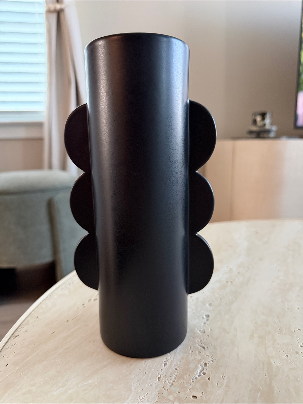 H&M Home Matte Black Scalloped Sides Decorative Vase